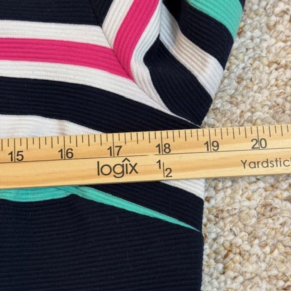 Crown & Ivy Womens Dress Navy Pink Ribbed 3/4 Sleeve Sz Medium - Picture 6 of 8